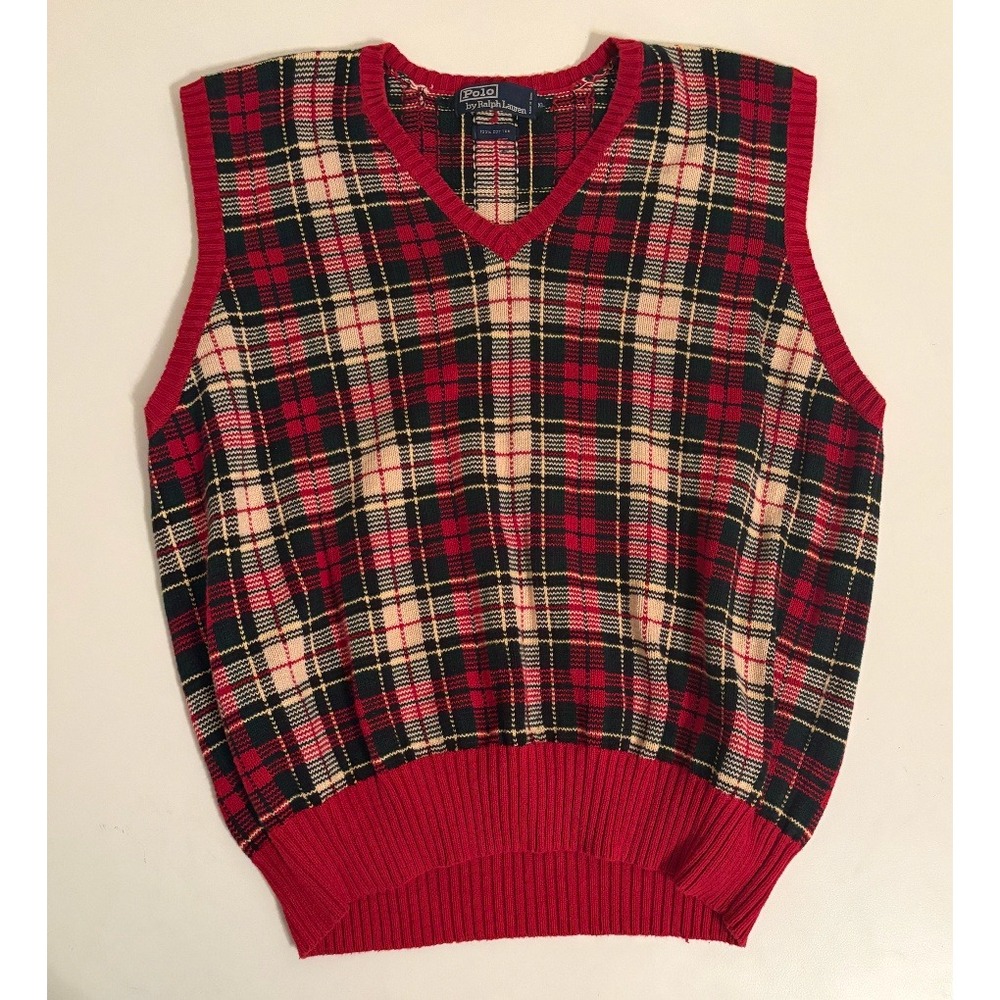 Vintage Ralph Lauren Polo Men's Plaid Sweater Vest | XL